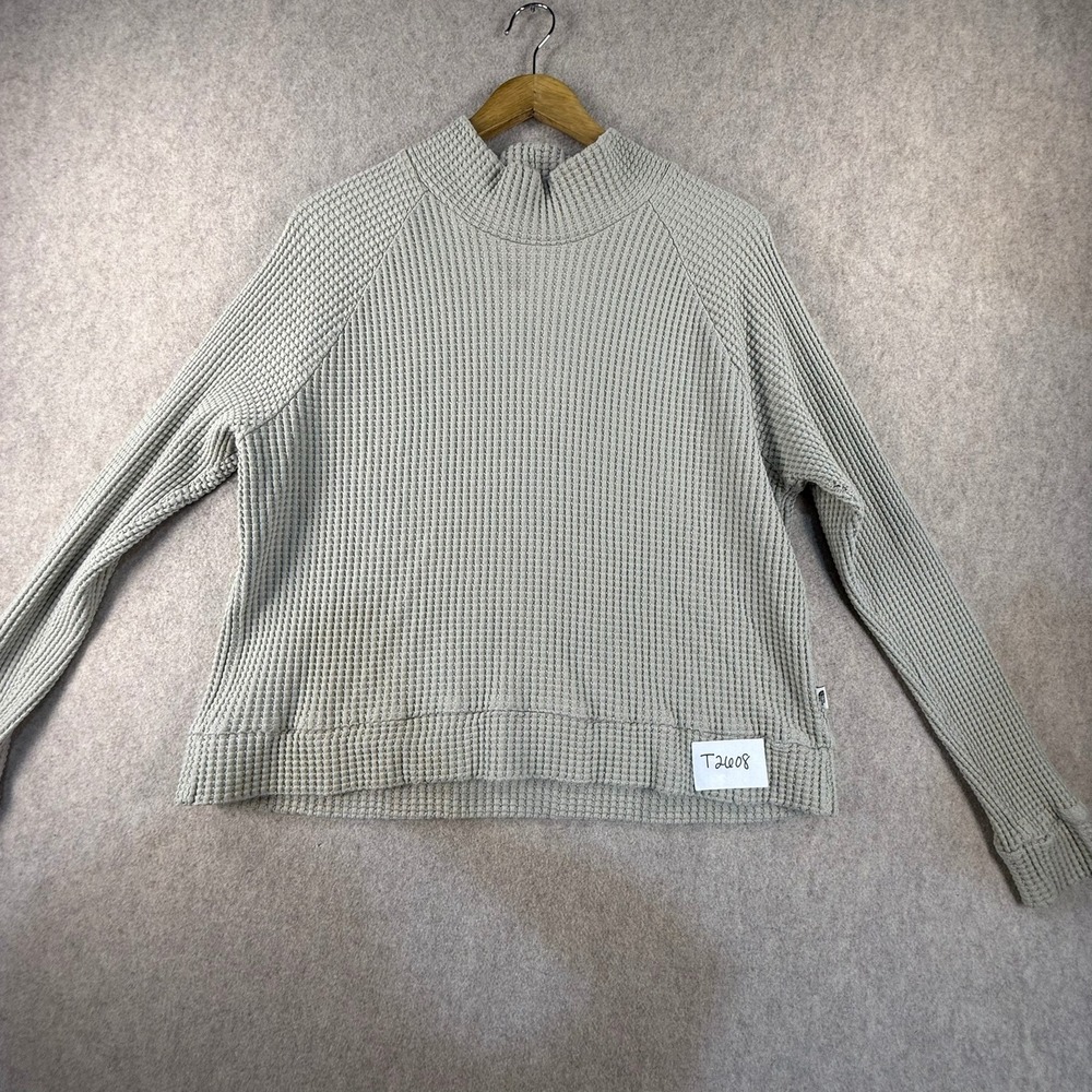 The North Face Womens Waffle Knit Mock Neck Pullover Sweater Sage Green Large